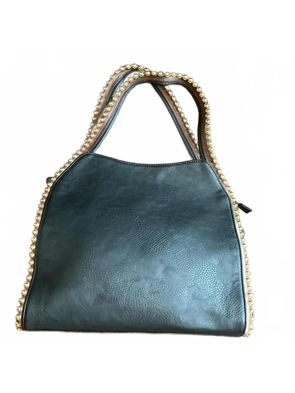 Big Buddha Spacious Black Shoulder Tote Gold Studs
